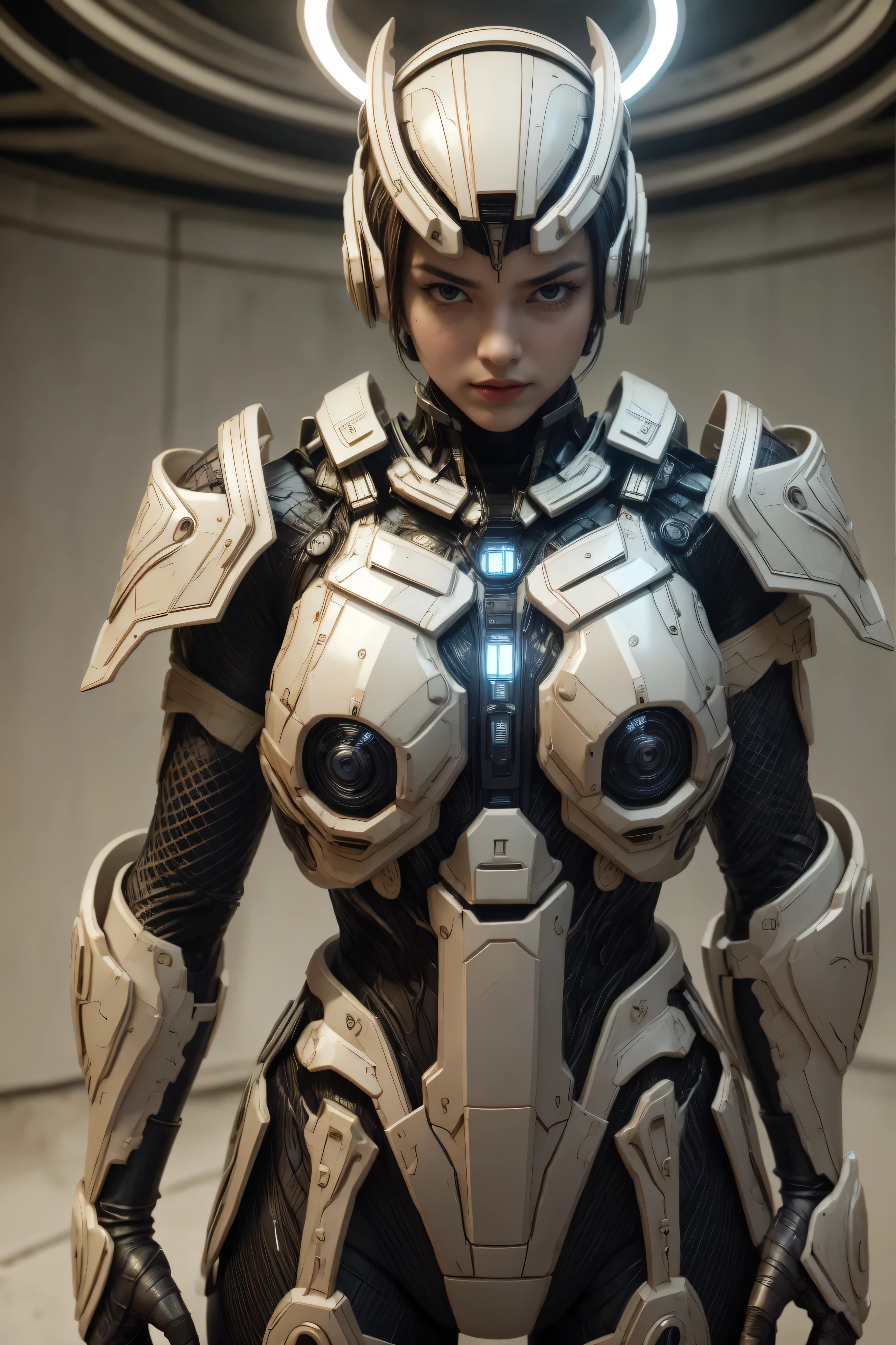 Full body, floating, Immersed in sidereal space, floating in the neural network of data, A woman depicted in a highly detailed and realistic manner, with a robot-like appearance. In the background we have infinite space in nothingness, in the darkness billions of neural connections of data from all parts of the world are perceived, by the integration of the use of the Internet of information that is integrated within them for communication between people, a Neural Network of information, She is wearing a helmet and appears to be standing in front of a blue background. The woman's face is shown in close-up, and she is positioned in the center of the image. The background also includes a few other elements, such as a clock and a book, which are placed towards the right side of the image. The overall composition of the image gives it a futuristic and advanced feel, with the woman seemingly interacting with the robot-like structure. in the background, the infinite space, with flashes of colors by the neural connections and the energy and the information that is processed by the international data for the development of artificial intelligence and the optimization of processes. Beautiful landscape of outer space with billions of information connections that form nebulae, floating in space, AI learning development. We optimize information and collect prompts for learning and neural development of AI with Google GEMINI PRO 1.5 pro experimental 0801Developing AI learning. Masterpiece:1.3 , (masterpiece、:1.3)、(highest quality:1.4)、(Super high resolution:1.2)、Super high resolution、(detailed eye)、(detailed connection ngign. a close-up of a robot's head, with a focus on the intricate details of its mechanical structure. The robot's head is made of metal and appears to be a combination of a human face and a robot's mechanical design. The robot's head is surrounded by various wires, giving it a futuristic and advanced appearance. The close-up view of the robot's head allows for a