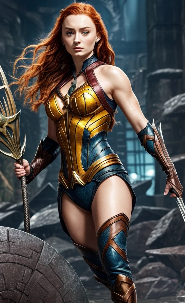 Kristen Stewart as Aquaman Heroine Mera Cosplay. Sexy, large breasts, camel toe, photorealistic 8k