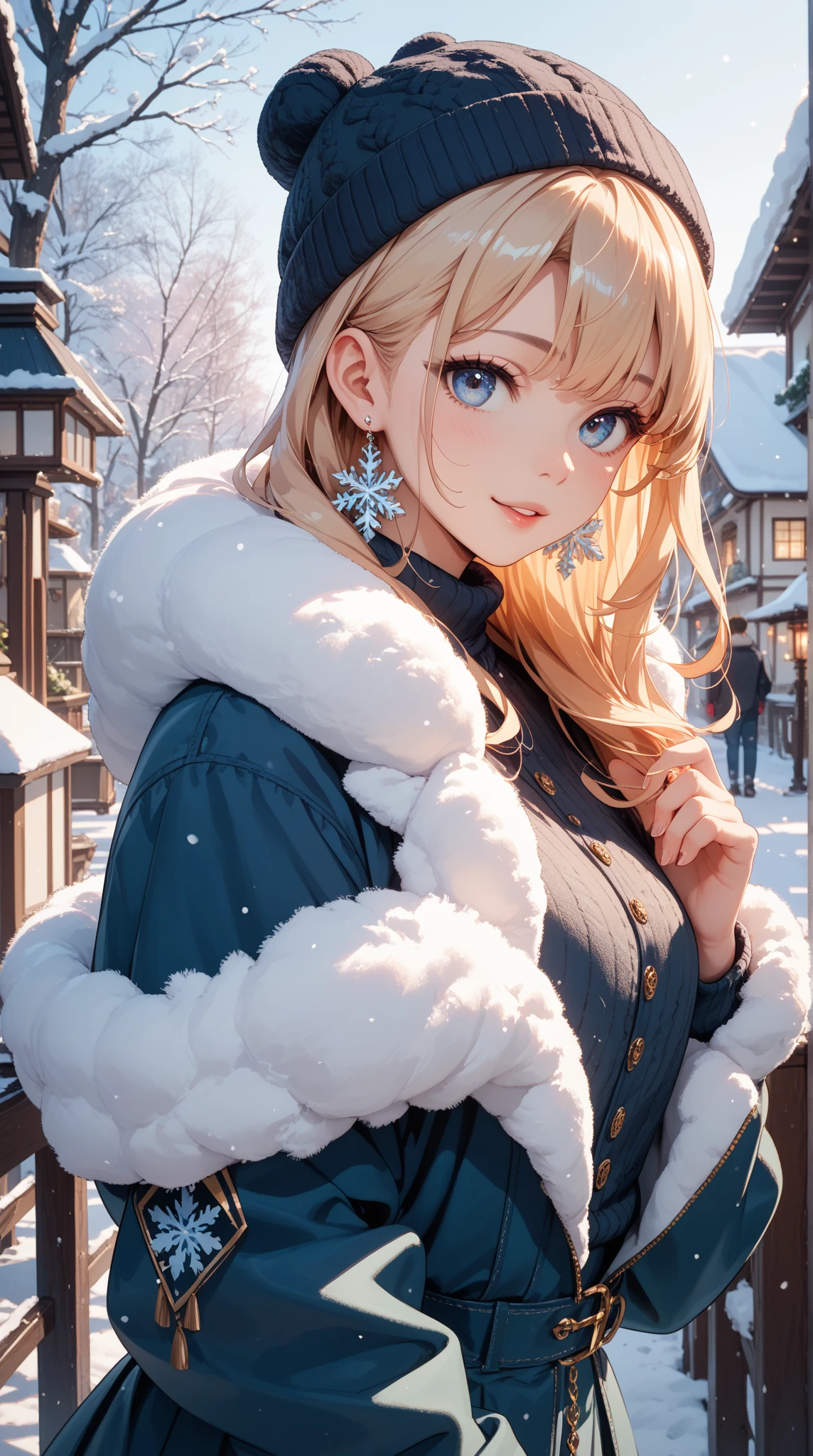 A beautiful Korean model is posing in fashionable winter clothes。 AI Images