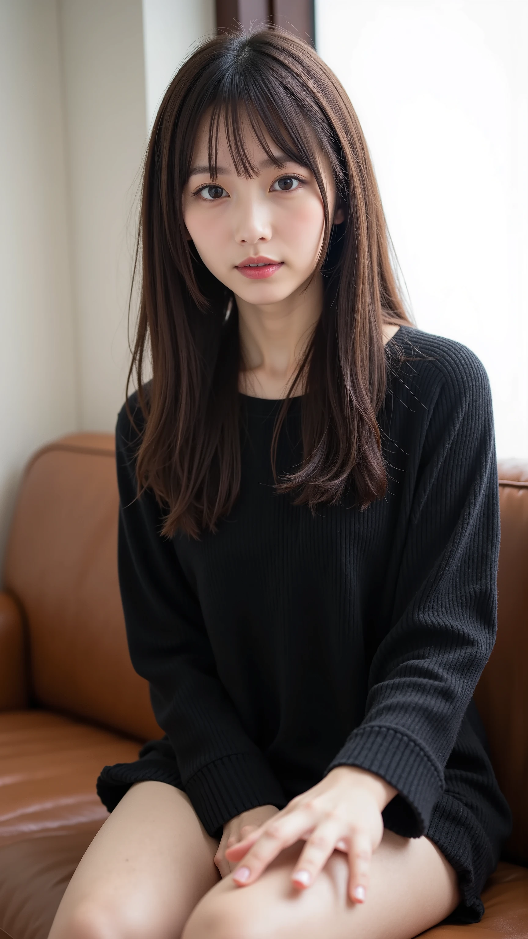nsfw, Korean Idols, Nogizaka idol,actress, gravure idol, Walking on the Table , top quality, shape, 非常に Detailsな, Details, 8k Wallpaper, perfect dynamic configuration , Beautiful single women , semi-long hair, natural lips , Long sleeve black knit dress , Tiny Breasts , ランダムに cuteポーズ, RAW Photo , perfect body , cute, face,,(( Random Sexy Poses 、put in、Deep joy, drunk eyes:1.2)), (( Breathe in hard :1.2))、 ecstatic face、 climax expression sitting on a leather sofa 、 My Whole Body Is Trembling 、 Official Art ,非常に Detailsな CG Unity 8k Wallpaper,( top quality:1.0), photography, 8k, play, Kodak