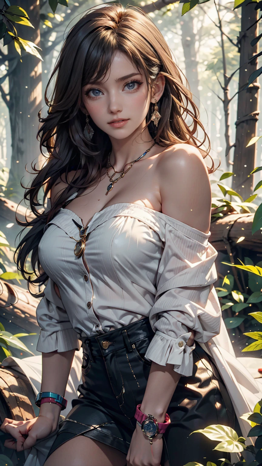 White pirate woman with black, wavy hair and green eyes