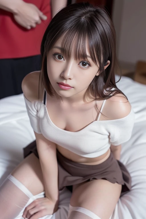 ((realistic illumination,top-quality,8K,tmasterpiece:1.3)),Clear focus:1.2,1womanl,Perfect beauty:1.4,Yushuxin,1girll,shift dresses,独奏,brunette color hair,jewely,long whitr hair,耳Nipple Ring,Bow knot,Pink dress,lumber,naturey,exteriorposed bare shoulders,Airless Gainsboro,long skirt,hair bow,ln the forest,Pink bow,No shoulder strap,standing on your feet,choker necklace,tilt of the head,Chapped lips,Wavy hair wears white lace stockings,White panties,White bra close-up woman,Beautiful virgin,beautiful Korean women,uma linda princesa,cute elegant pose,Bell Delfinn,beautiful fantasy maiden,Anime princeseautiful and seductive anime woman,Beautiful Asian Girls,attractive anime girls,elegant glamourous ,(Lie down in bed:1.8),(Beautiful sphere articulated doll:1.3),Luxurious princess dress