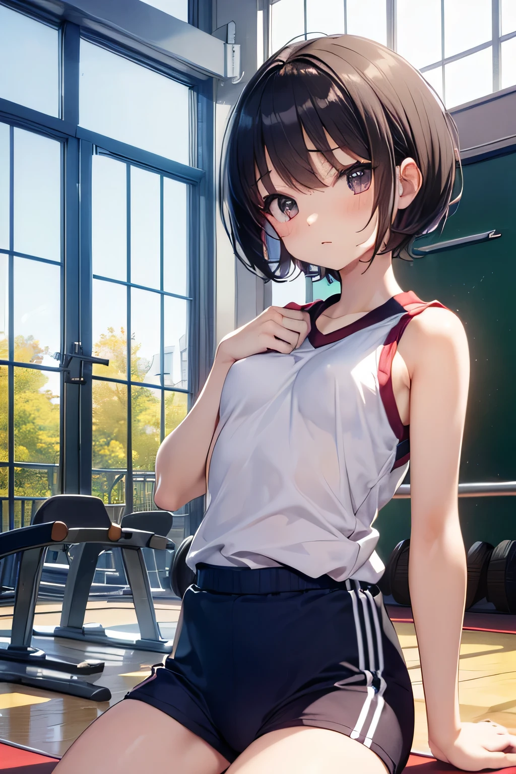 ((((Petite:1.5)))),(verysmall breasts:1.5),,(short hair:1.5),(school gym buruma:1.5),
,