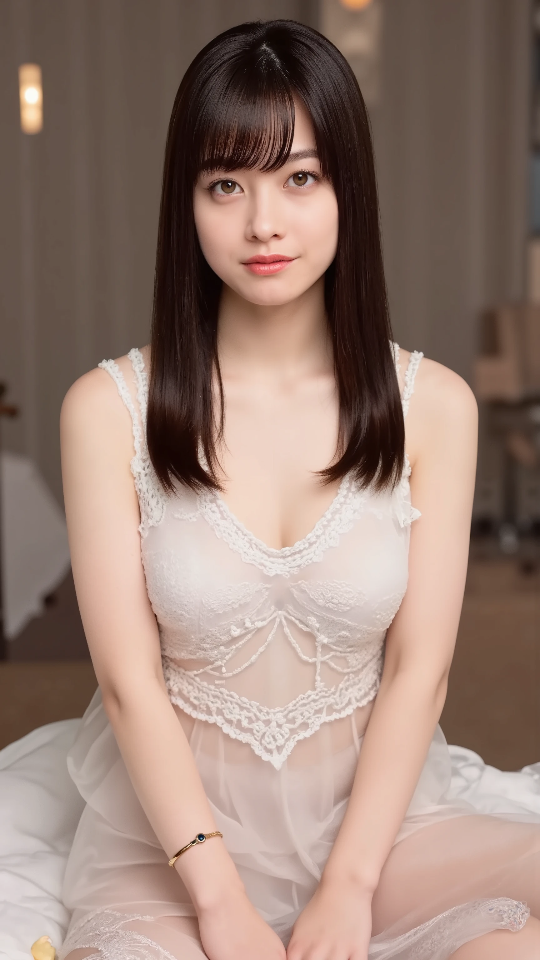 naked, not wearing clothes, Big Breasts, big boobs, whole body, stares, Beautiful legs, widen legs, naked足, sit, hotel, bed, Beautiful body, crotch with my sister, 膝を立ててsit, Shows Off His Crotch, looking at camera, pussy, naked, nudes, Nipples, big breasts, Nipplesを摘む