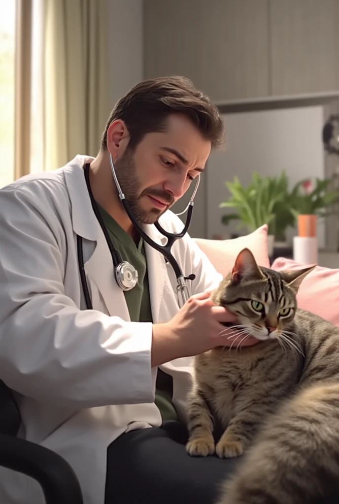 I would like that cat in my lap as if I were a doctor with a stethoscope