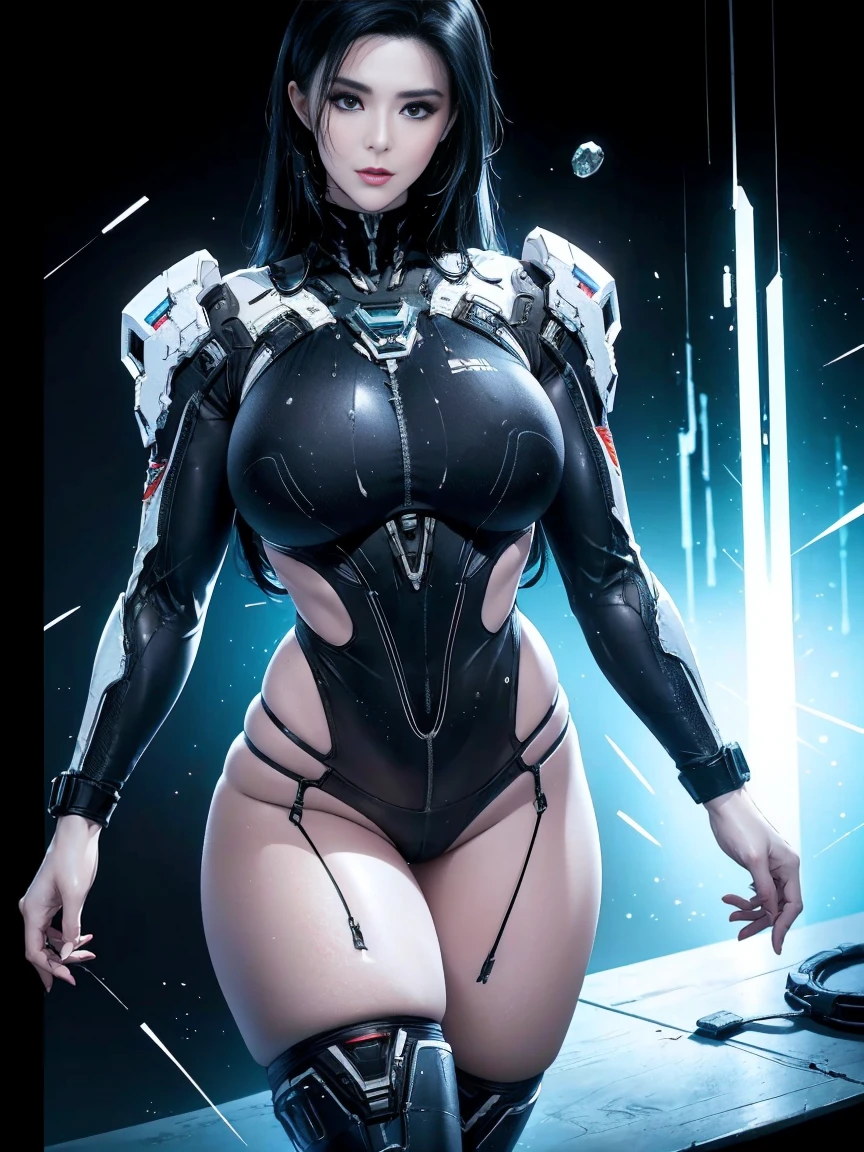 a woman mid-stride running, aiming down sights of a futuristic pistol, wickedly crooked grin, (small bust:1.3), covered pokie nipples, Miranda Lawson from Mass Effect games, highly detailed, intricate, cinematic lighting, dramatic shadows, vibrant colors, photorealistic, 8k, ultra-detailed, masterpiece