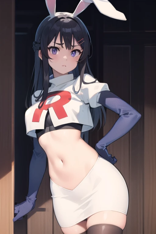 bluearchiveyuuka, yuuka, blue eyes, halo, purple hair, two side up, long hair,
BREAK halo, team rocket,team rocket uniform,white skirt,red letter R,crop top,black thigh-highs,black elbow gloves
BREAK looking at viewer,
BREAK (masterpiece:1.2), best quality, high resolution, unity 8k wallpaper, (illustration:0.8), (beautiful detailed eyes:1.6), extremely detailed face, perfect lighting, extremely detailed CG, (perfect hands, perfect anatomy),