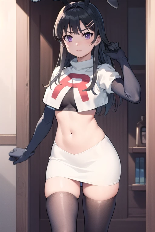 murasakishikibu, murasaki shikibu, brown hair, (purple eyes:1.1), long hair, (large breast:1.2),
BREAK cone hair bun, double bun, hair bun, hair ornament, long hair, two side up,team rocket,team rocket uniform, red letter R, white skirt,white crop top,black thigh-highs,black elbow gloves,
BREAK looking at viewer,
BREAK (masterpiece:1.2), best quality, high resolution, unity 8k wallpaper, (illustration:0.8), (beautiful detailed eyes:1.6), extremely detailed face, perfect lighting, extremely detailed CG, (perfect hands, perfect anatomy),