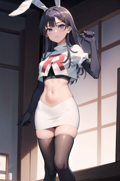 murasakishikibu, murasaki shikibu, brown hair, (purple eyes:1.1), long hair, (large breast:1.2),
BREAK cone hair bun, double bun, hair bun, hair ornament, long hair, two side up,team rocket,team rocket uniform, red letter R, white skirt,white crop top,black thigh-highs,black elbow gloves,
BREAK looking at viewer,
BREAK (masterpiece:1.2), best quality, high resolution, unity 8k wallpaper, (illustration:0.8), (beautiful detailed eyes:1.6), extremely detailed face, perfect lighting, extremely detailed CG, (perfect hands, perfect anatomy),