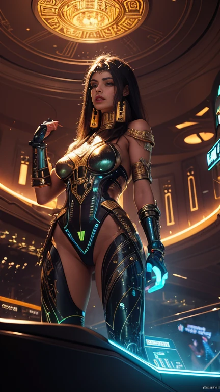 Sozinha, 1 mulher, Foco feminino, android, obra de arte, alta qualidade, arm cannon, a cidade cyberpunk ao fundo, SSCI - FI, fantasia, intricado, muito bonita, elegante, luz neon, altamente detalhado, pintura digital, art station, arte conceitual, anatomia humana, Luz suave, suave, illustration, por tian zi e artgerm e greg rutkowski e alphonse mucha e loish e WLOP