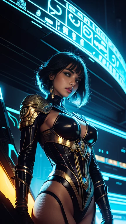 portrait Camila Cabello, wearing sexy latex pirate costume, against the background of the ship, character portrait, 2 3 9 0 s, wavy hair, intricate, elegant, highly detailed, digital painting, artstation, concept art, smooth, sharp focus, illustration, art by wlop, charlie bowater and alexandra fomina, 36k, glittering, shining, correct anatomy