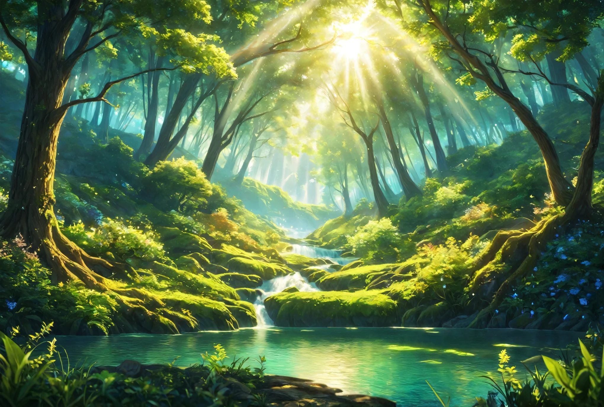 (forest, lake, day, sunny, spring, nature, green theme),
vibrant colors, dreamlike atmosphere, intricate details, ethereal lighting, ethereal beauty, whimsical elements, mesmerizing surrealism, captivating imagination, awe-inspiring beauty,
epic scale, highly detailed, cinematic lighting, photorealistic, 8k, masterpiece,HDR, 8K, masterpiece, best quality, amazing quality, very aesthetic, high resolution, ultra-detailed, absurdres, newest, scenery,
masterpiece, aesthetic detailed background, best quality, game cg aesthetics, sharp focus, sharp details, light particles, photo background, depth of field,
(masterpiece), best quality, ultra-detailed, 1024k UHD wallpaper, ultra-high resolution, depth of field, HDR, Ray tracing, RTX, high saturation, photon mapping, best texture quality, best compotitions, (extremely detailed CG 1024k wallpaper), High Details, Ultra HD Photo,
