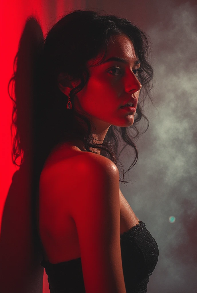 masterpiece, best quality,1girl, bare shoulder, looking at viewer, backlighting, from behind, pov, gun <lora:br_max-000014:0.75>