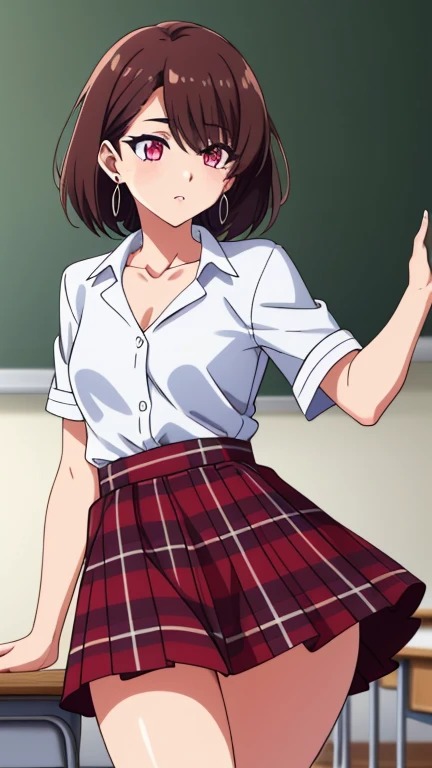 masterpiece, Highest quality, High resolution, MyMiku, short hair, teeth, , Red Bow, Cheerleader Costume,Cowboy Shot, anger, Are standing, locker room,Shirt open,Large skirt lift,Panties in full view,Sweat,,Semen Bukkake,stage