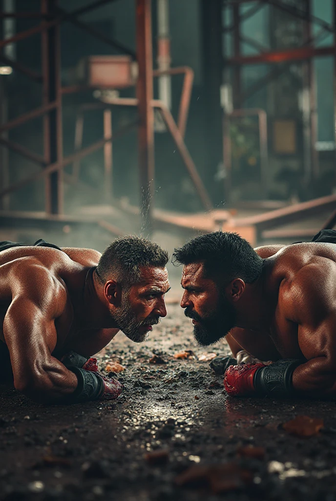 The skinny guy completely destroys the muscle-bound man who has indescribable and surreal strength in a brutal and violent way.