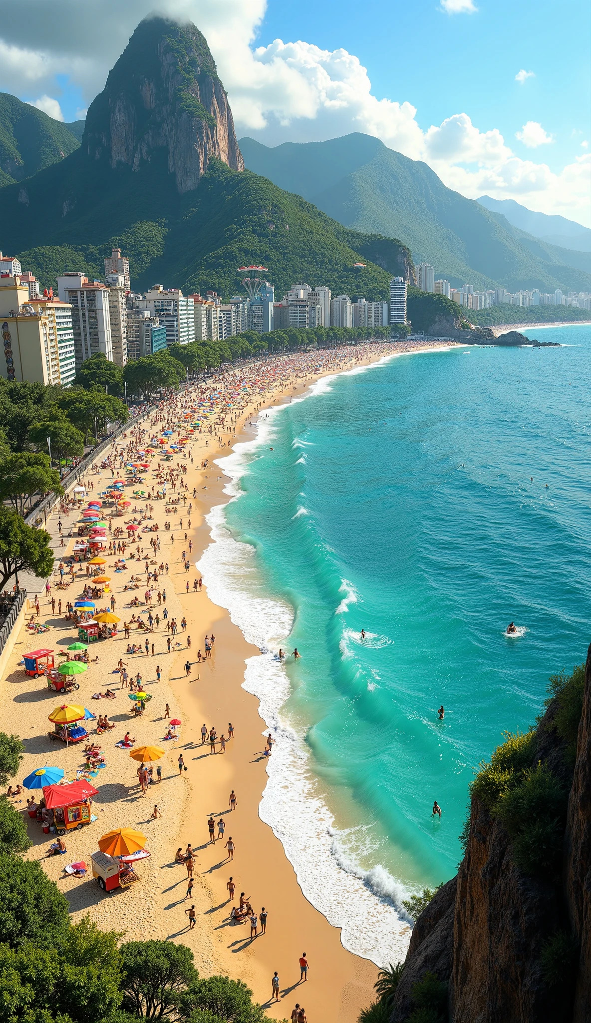 urban city, beach, bathers