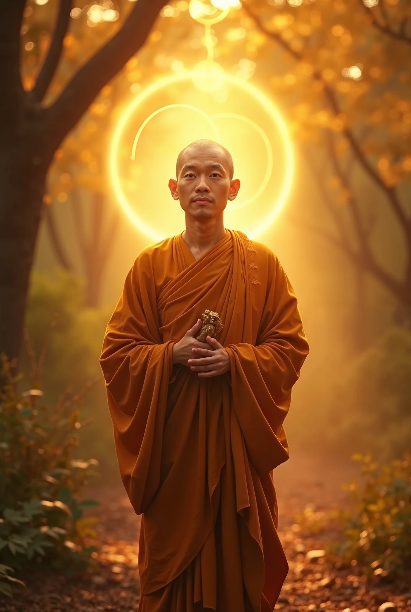 Ultra HD 4K Wallpaper (((("Masterpiece")))), "very detailed" ((Vertical)) Monk standing and chanting