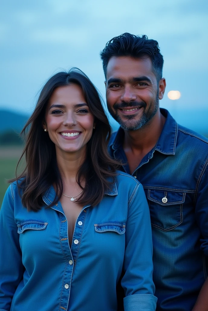 tez justa, mulher em torno de 28 anos, cabelos ruivos naturais, olhos castanhos, Wearing a tank top and jeans, slender and graceful, Bonito, Ultra sharp focus, He is embraced by a man of about 35 years old, cabelos castanhos naturais, cabelos longos naturais, olhos castanhos, com barba ralada, vestindo camiseta preta e jeans, corpo normal, majo, casal, are together and embraced, luz de velas em um ambiente noturno, Ultra sharp focus, Filmagem realista, cores tetradicas