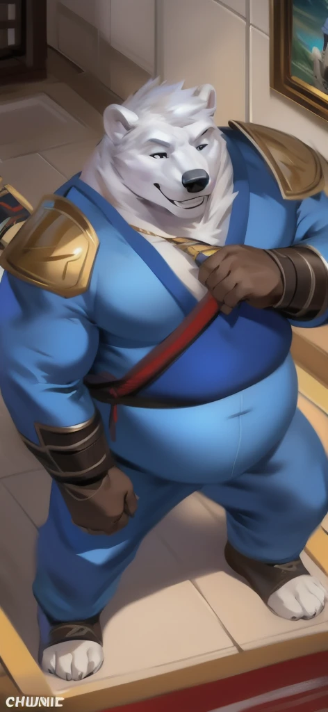 Author: Takemoto Arashi, (1 boy), One, Ahab, bull, brown fur, Two horns, white horns, white beard, barely contained, big bulge, pants, uniform, military, military uniform, peaked cap, Men's Second, kemono, hot body, muscle, Beautiful, sexual, Attractive guy, (Detailed grey eyes), brows, (masterpiece, A high resolution, Best quality), 4K, a male, Ahab portrait, Beautiful shadow, uniform lift, show off bulge,