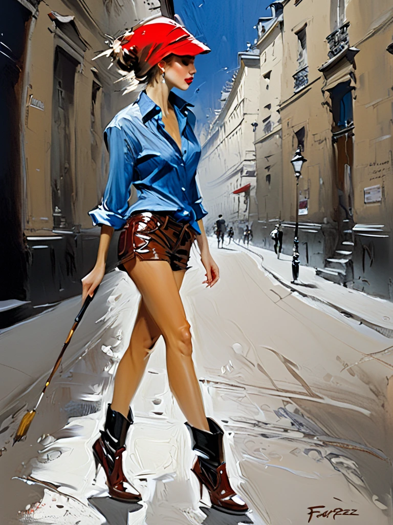 A digital painting of a  young woman leaning against a wall in a busy street,  <lora:LM_XXX:1> LM_XXX,  <lora:DIG_JBX:1> DIG_JBX, dramatic lighting, good brushwork