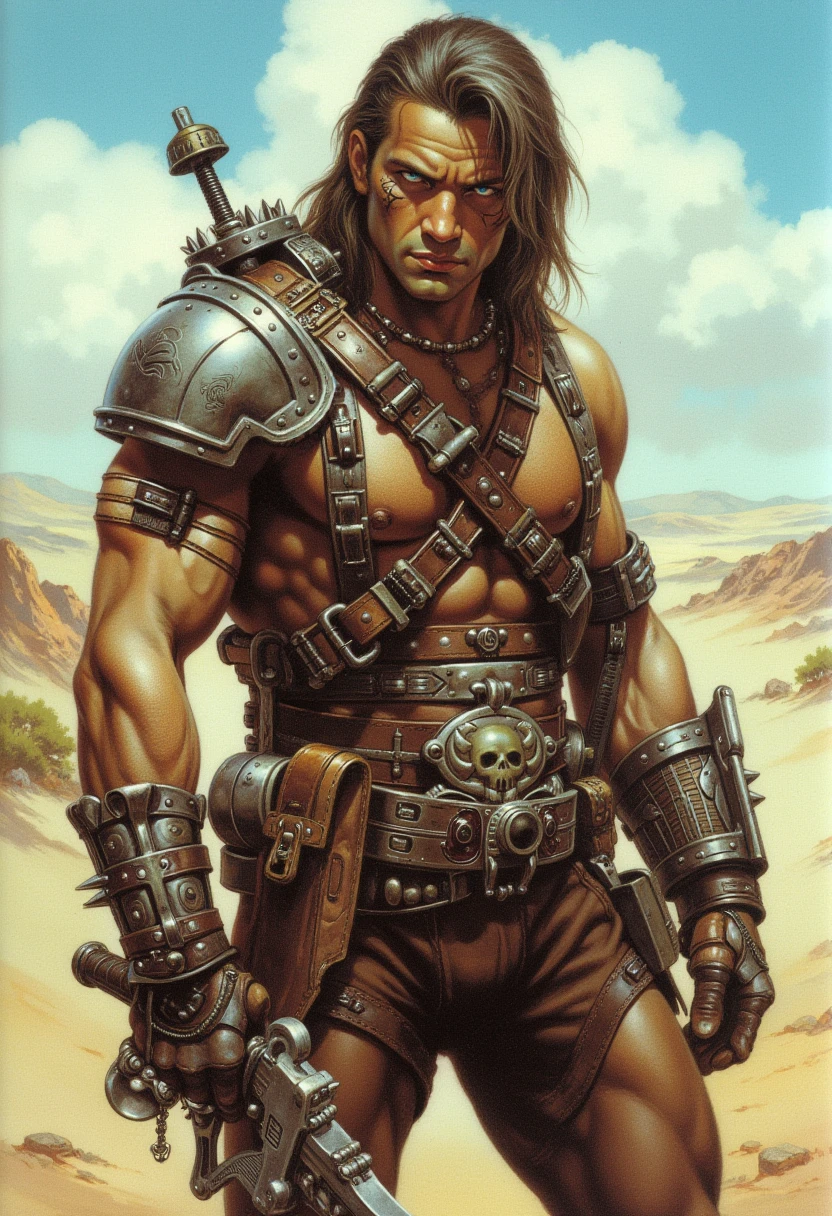 ajanicki warrior with a sword in the background of mountains and forest <lora:ajanicki-sd15:1>