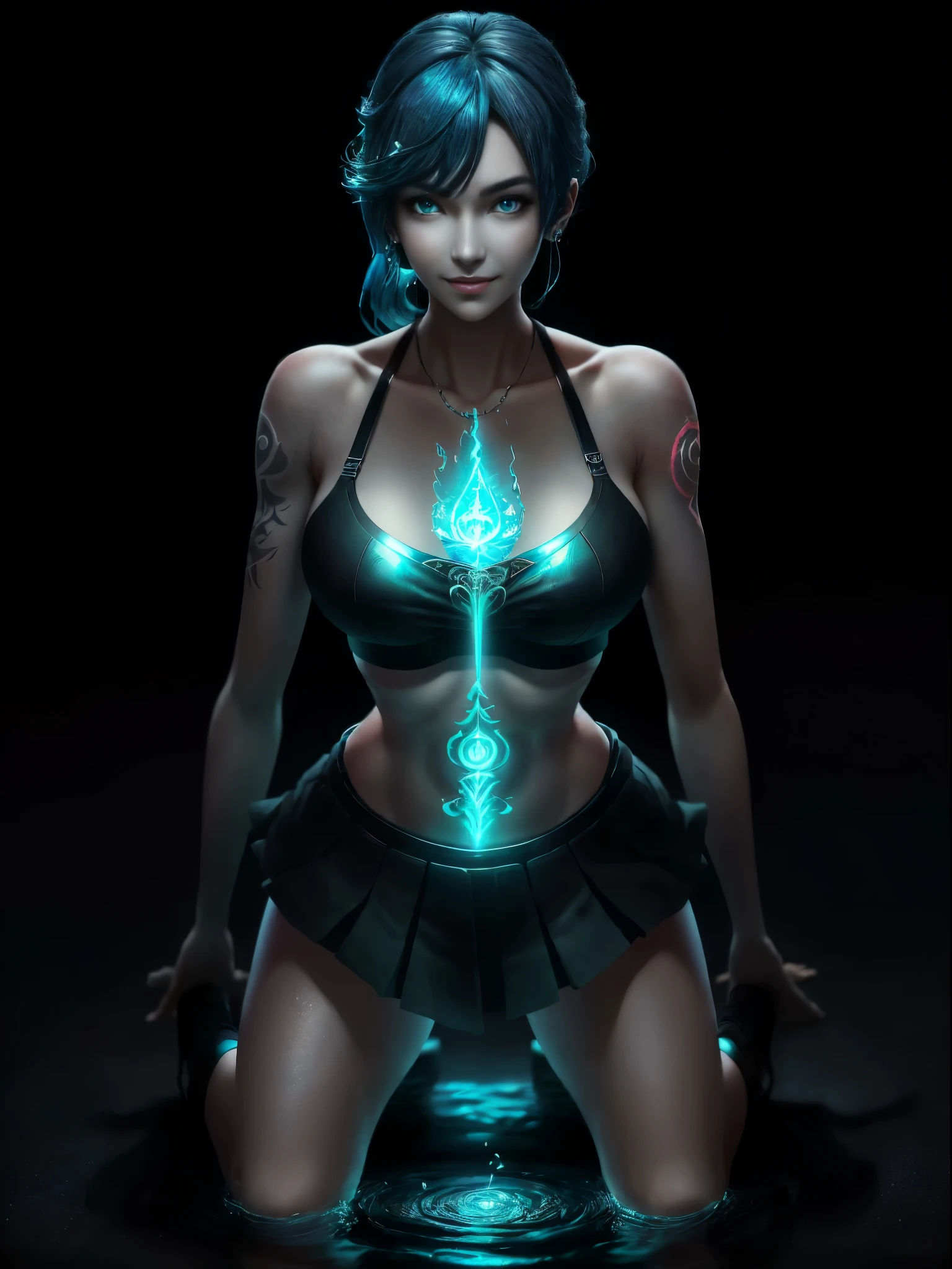 (La mejor calidad,A high resolution,Ultra - detallado,actual),Ariana Grande in transparent blue water swimsuit ,a bioengineered creature with glowing bioluminescent patterns, that combines organic and technological elements, transitoria, llamativa, humanoide, de Black Tape Project, NHK Animation, de Andrew Ferez, tono Bubblegum Pink, very dramatic lighting, cuerpo trasparente gelatina, ( reina del mar mu yanling agua :1.4) , (asian female water elemental) , (Hermoso mago celestial:1.4) , por Yang J., fanart best art station, fantastic art style, (inspirado en Lan Ying) , tendencia en cgstation, artgerm y atey ghailan, digital fantasy art ), close-up fantasy with water magic.More detailed 8K.motor irreal:1.4,UHD,La mejor calidad:1.4, fotorrealista:1.4, textura de la piel:1.4, obra maestra:1.8,obra-prima, mejor calidad,objeto Objeto], (detailed face features:1.3),(Las proporciones correctas),(Ojos hermosos azules),  (dynamic cowboy pose), ,(Fondo de ruinas de mazmorra en ruinas:1.4 ), (face detailed:1.4), (perfect anatomy :1.4),( yanling V2.1), (elemento de fuego:1.1),It is made up of the element of fire,( elemento agua:1.4),( vestido corto hecho de agua trasparente :1.4), (miniskirt elemento agua :1.4) 