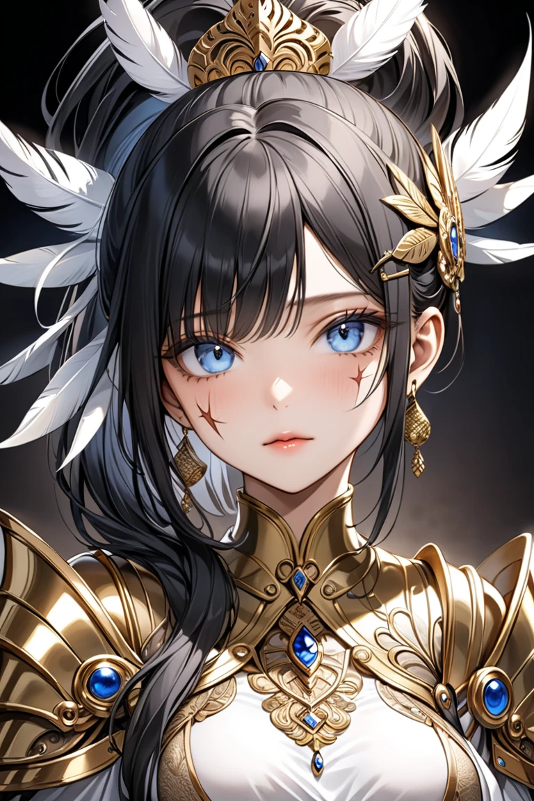 Highest quality、Ultra-realistic、Detailed white and gold Valkyrie outfit collar、short hair、Face close-up、True Face
