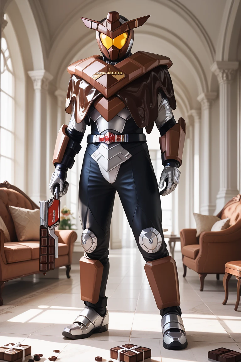 kamen rider gavv, chocolate, armor, full body, stand