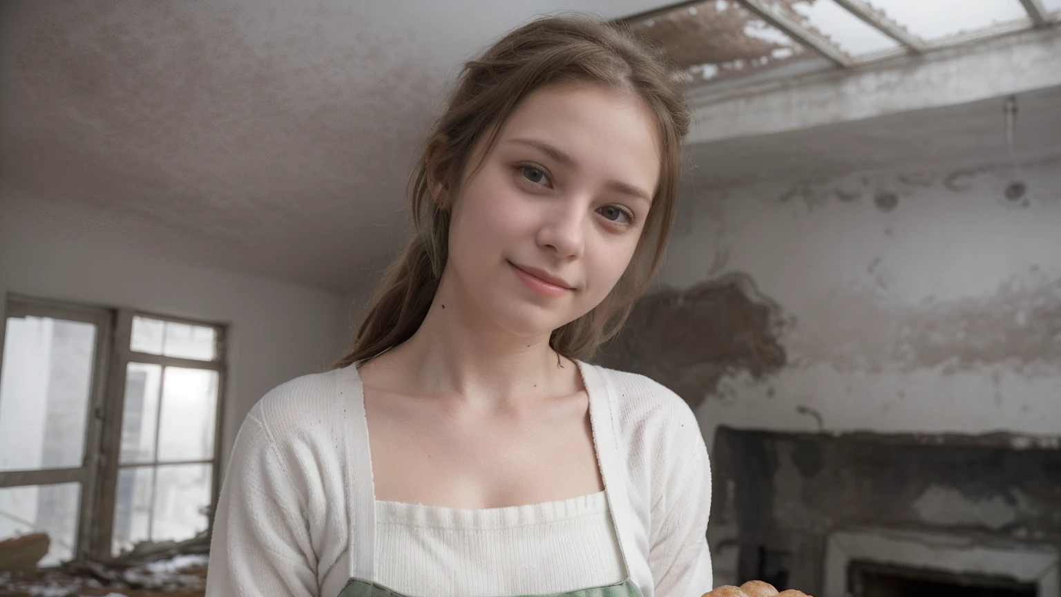 une fille 18ans seulement, peau blanche, brune cheveux longs, yeux marrons, hypoplasie, pas de seins, taille 1m68, jambes fines, ventre plat, shoulders, assise, sur un banc, salle de restauration, assiettes, verres, fourchettes, couteaux, plats de nouilles, with students , monde, students, a l ecole