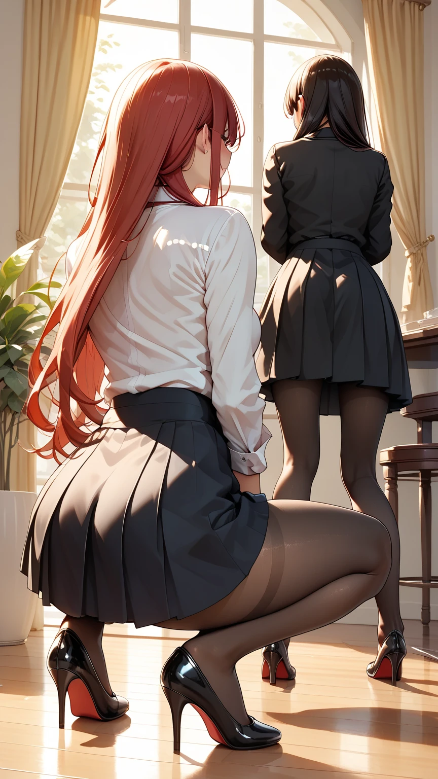 (best quality: 1.3, masterpiece: 1.3), ultra HD, (1 girl, one), atmospheric perspective, detailed face, Asuka Langley Soryu from Evangelion, whole body,
slender body, stockings, view from different angles, beautiful pose,
Sexy seductive face and pose,
mini skirt, panties slightly visible,
big breasts, shows breasts, shows her sexuality from all sides,
Gorgeous hips and waist, big ass,
shiny skin, (((((At school in the classroom, beautiful background))), perfect lighting, (Frontal lighting), physically based rendering,