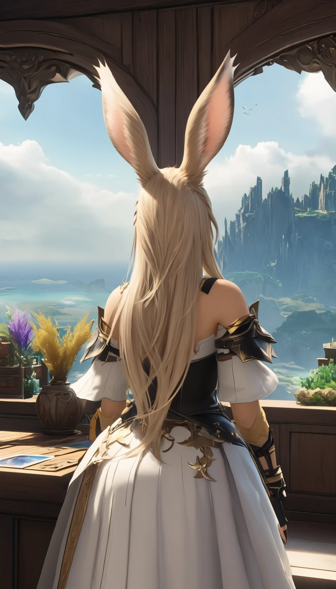 (8k, top quality, Masterpiece , Final Fantasy Style: 1.2),Atmospheric perspective, 8K, Very detailed, Accurate, Highest quality, masterpiece,タロットカード, Viera