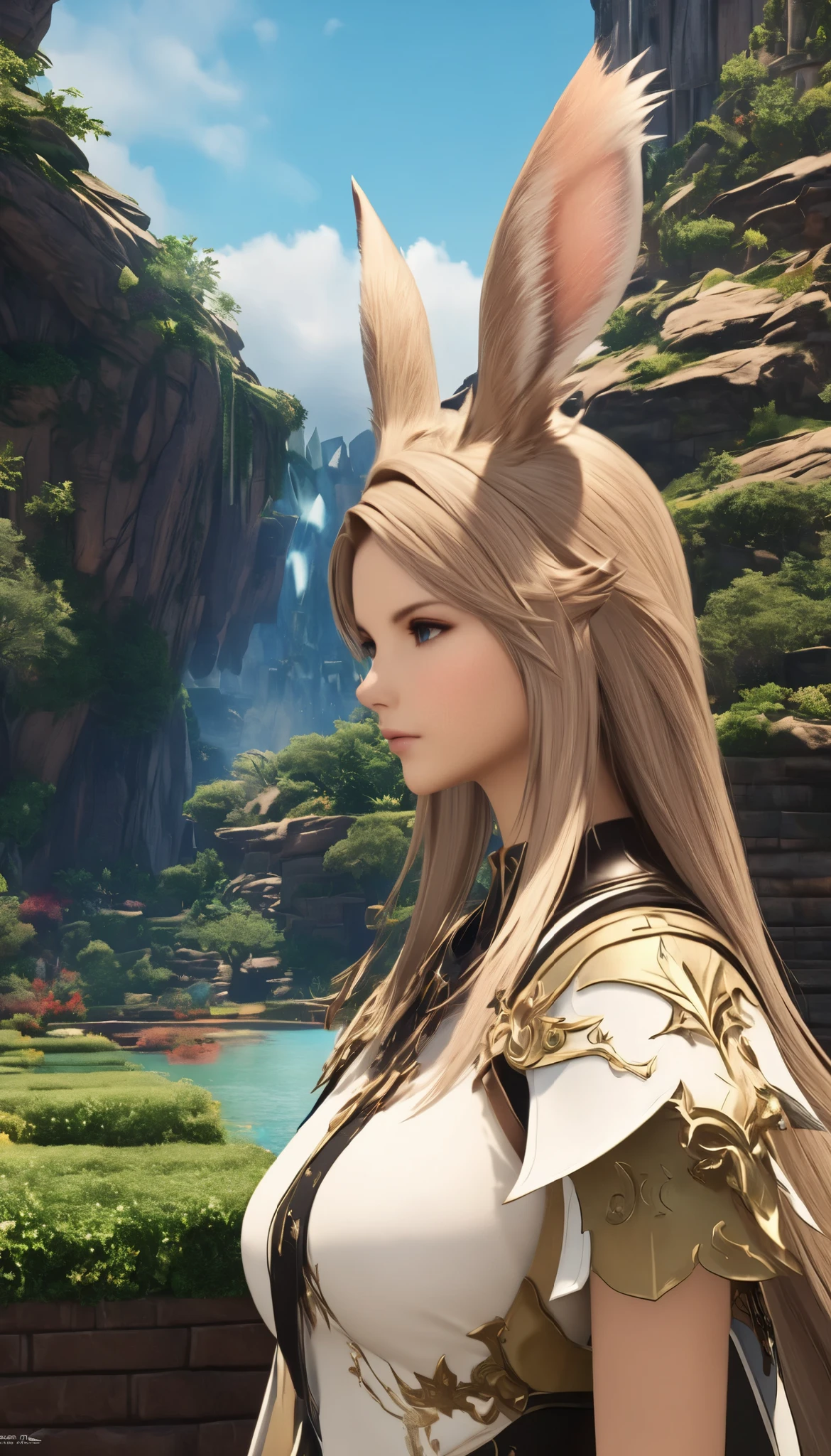 (8k, top quality, Masterpiece , Final Fantasy Style: 1.2),Atmospheric perspective, 8K, Very detailed, Accurate, Highest quality, masterpiece,, Viera