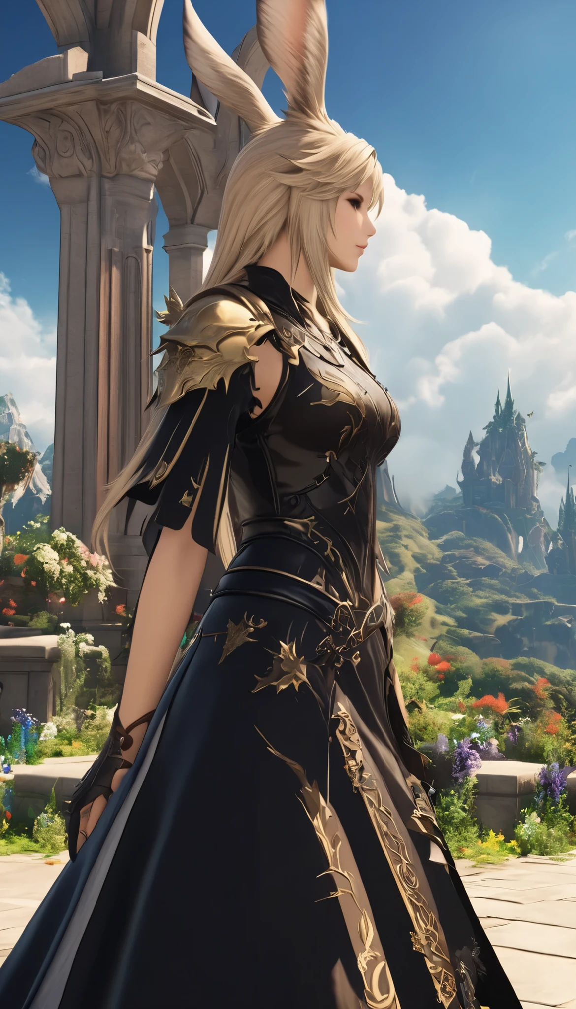 (8k, top quality, Masterpiece , Final Fantasy Style: 1.2),Atmospheric perspective, 8K, Very detailed, Accurate, Highest quality, masterpiece,, Viera