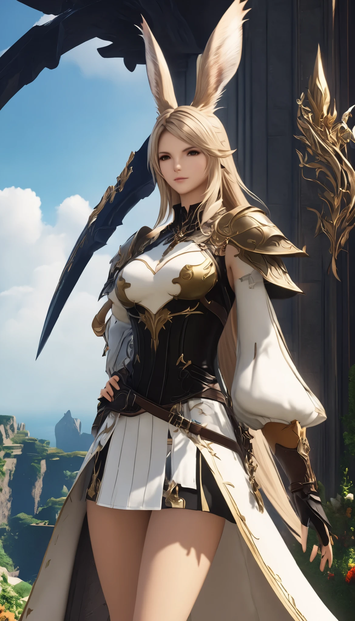(8k, top quality, Masterpiece , Final Fantasy Style: 1.2),Atmospheric perspective, 8K, Very detailed, Accurate, Highest quality, masterpiece,, Viera
