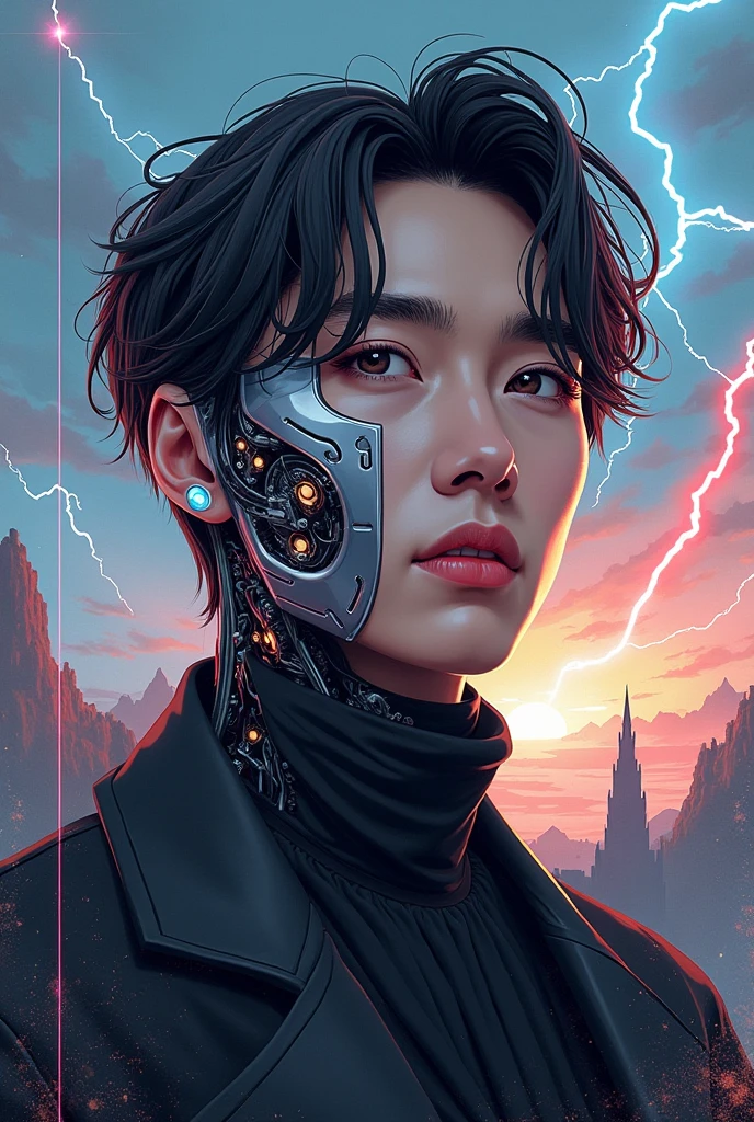 V from BTS turn half into robotic illustration digital art, science ...