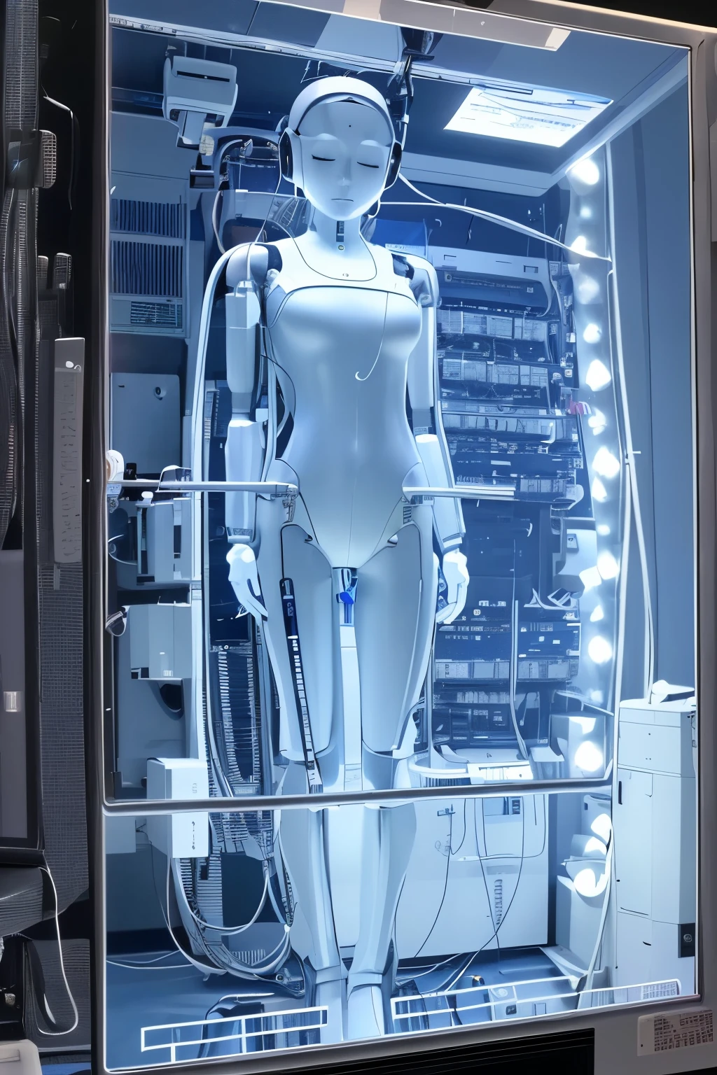 transparent laptop in a futuristic setting
