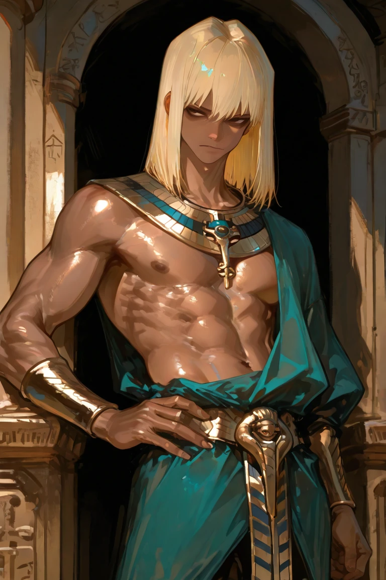 body in chains, captured, in chains, bdsm,wrappped chain,bound wrists, he is athletic with fit body, topless male, casting spell,sweat, open robe, ((pubic tattoo)), graveyard,(holding green flame), sinister, (imprisoned) (tattoo pecs),. ((skull crown)), blue sky, struggling