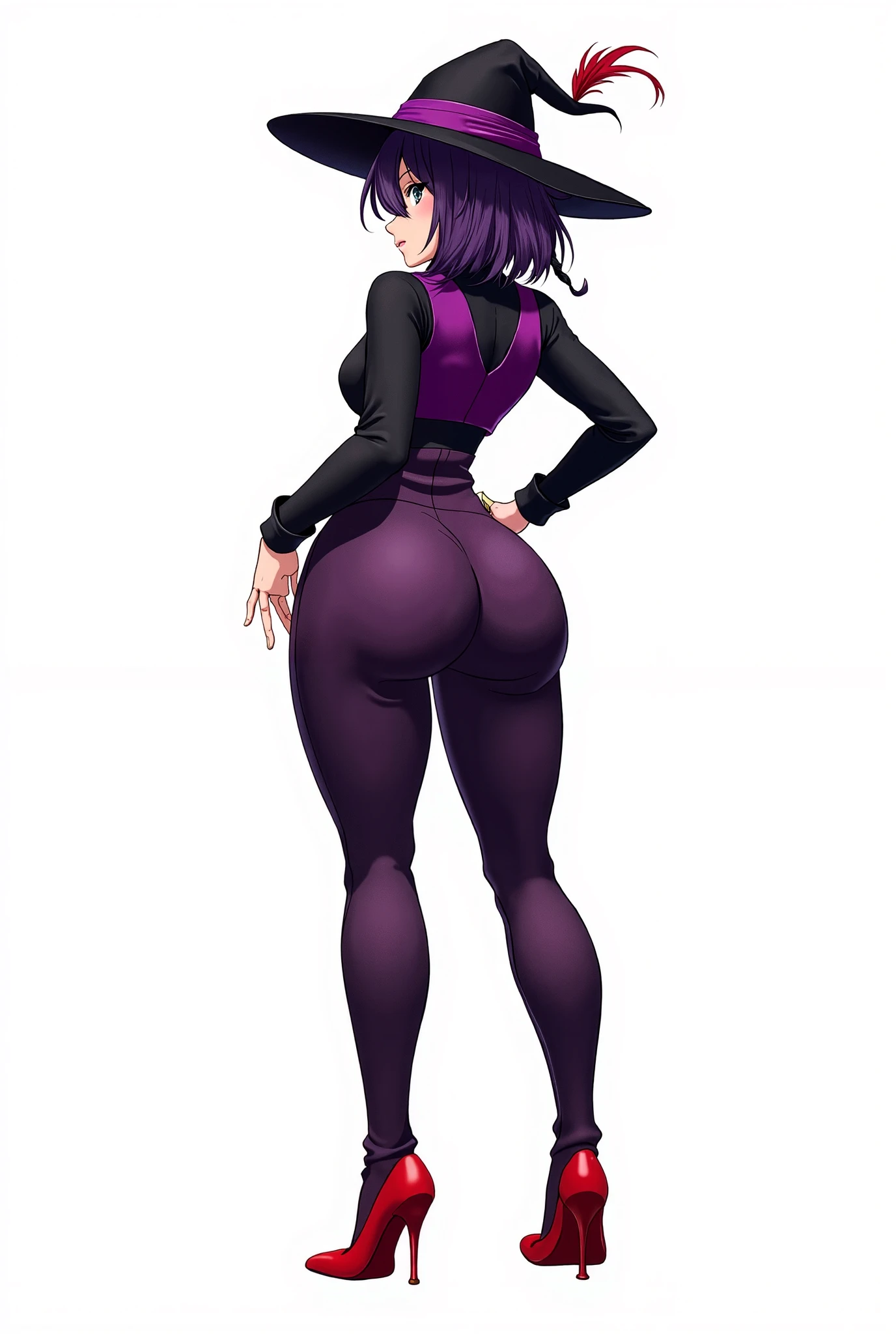 purple hair cute girl naked twin tails black tights