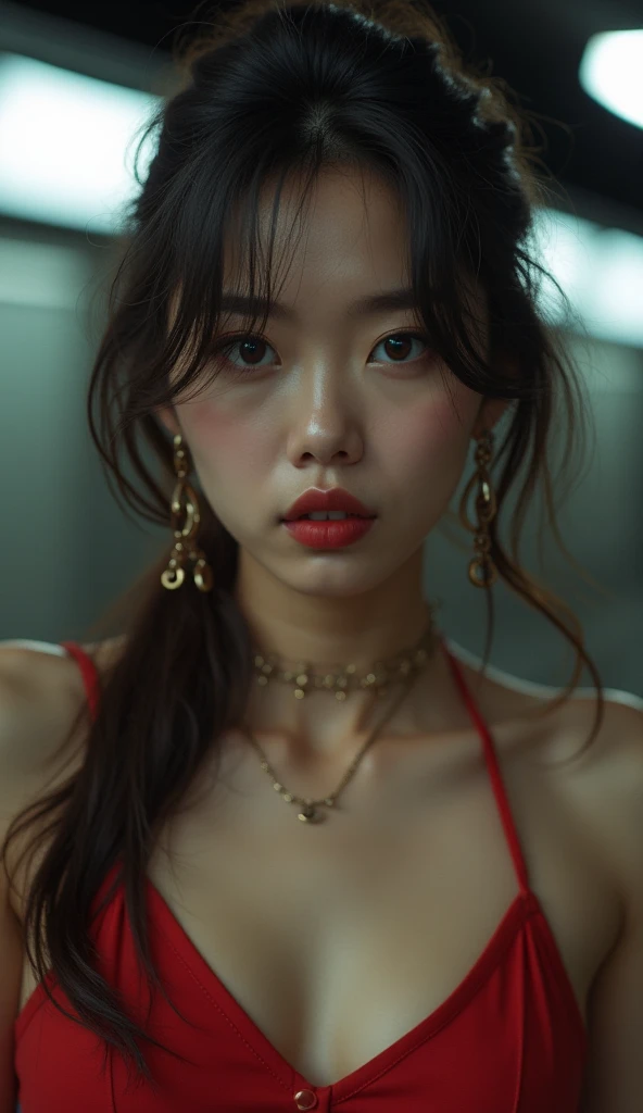 an asian taiwan woman,bondage,bdsm harness, red harness
(masterpiece,best quality),(extremely detailed),(bright studio lighting),(sharp focus),picture perfect face,(perfect eyes),(beautiful face,sexy,erotic,beautiful detailed eyes,pubic hair,twintail latex
beautiful photo, drips cum from pussy,