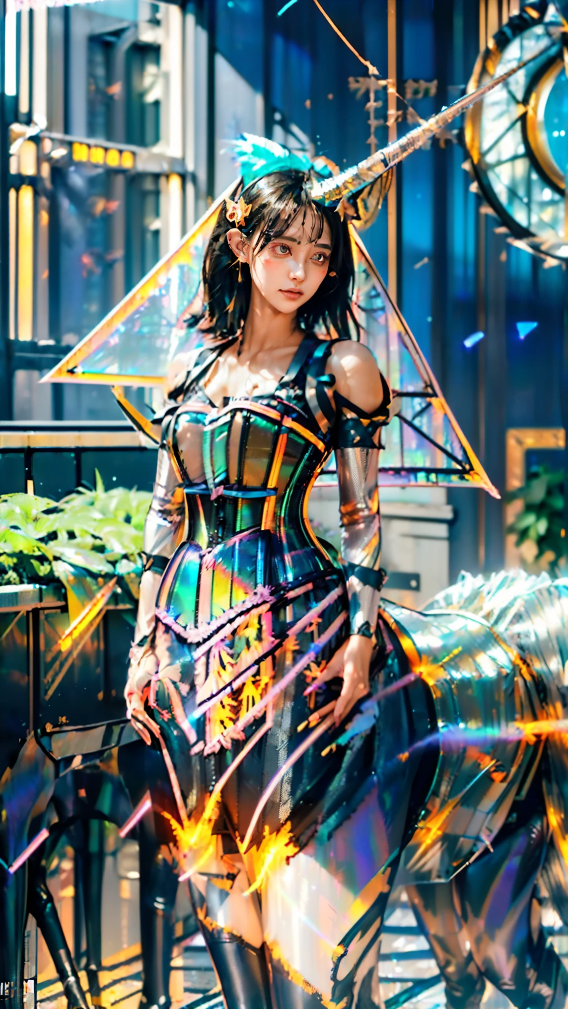 <lora:bmth-000007:0.8>anime girl wearing dress made out of bmth