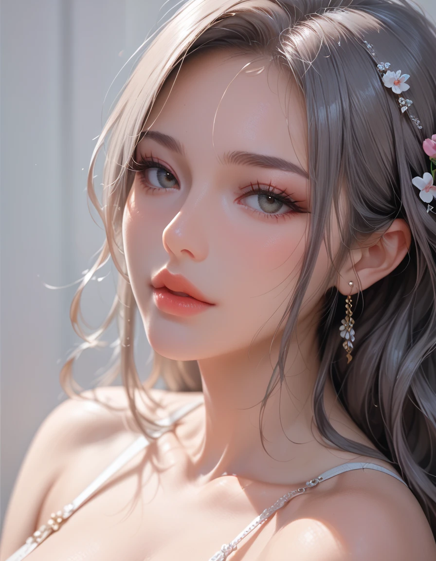 1girl, solo, upper body, looking at viewer, white background, long hair, multicolored hair, makeup, parted lips, eyeliner, <lora:add_detail:0.6> , purple eyes, <lora:SonyaElf-01:1>