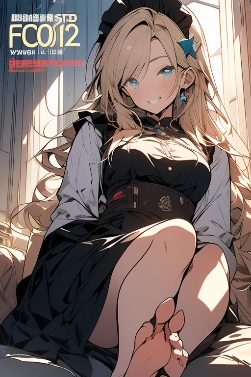 Tabletop, highest quality,figure, wallpaper, Super detailed, Absurd beauty、((1 beautiful girl、16 years old))、(Blonde、Long Hair、Braided hair、Wavy Hair、Very large breasts、）、Big smile、Shyness、Bunny Girl Costume、The decoration is gorgeous、Gorgeous room、VIP Room、Amazing night view