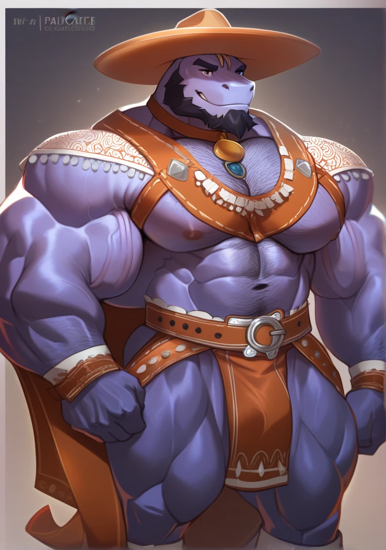 solo, anthro, furry, furry male, bull,((short fur,furry, smooth fur, dark fur)), (floral camellia tattooed arms, floral camellia tattooed chest), black pupils, white sclera, black body, black fur, dark blue eye, tail, horns, detailed fur, detailed face, detailed eyes, bare chest, (black poncho, black kilt), temple, (by null-ghost,by raccoon21, masterpiece, high quality, hi-res, 8k, hd, half-light, warm lighting), standing,close-view portrait, looking at viewer, night, stoic expression, arrogant, dynamic pose, Fat male bull, bull horns, full sleeve tattoos on both arms, torso covered in tattoos, spiky hair, mid 40s, poncho, no shirt, kilt,