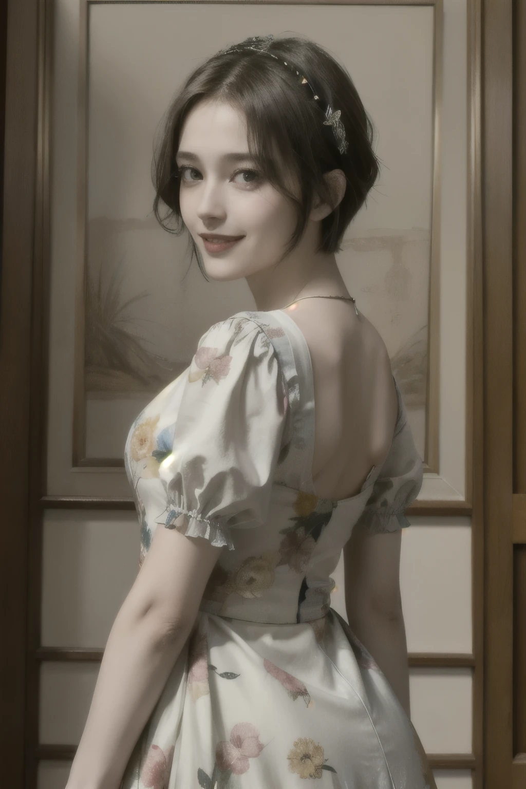 ((Highest quality, 8k, masterpiece: 1.3)), sharp: 1.2, Perfect Body Beauty: 1.6, ((Layered Hairstyles, Big Breasts: 2.0)), (blue sky: 2.0), (White and purple lace dress: 2.0), (Off-the-shoulder dress: 2.0, A dress that shows off your bust: 2.0), ((long hair: 2.0)), (necklace: 2.0), Earrings, ring, Bracelet, Hair Accessories, ((Beautiful young teenager woman)), ((Straight nose)), (Eyeliner), Armpit Hair, Bristles, ((White and beautiful skin)), Wavy Hair, Beautiful attention to detail, Super detailed, Highly detailed face and skin texture, fine grain, double eyelid, Black Hair, Big Ass, Lower Body, Thighs, (((Skinny))), Wet and shiny lips, (smile: 1.0), Touching your own body, ((Anatomically correct human body)), ((Crisp body shape)), Ribs, clavicle, Protruding skeleton, A face without nasolabial folds, Shyness, Thin eyebrows, Big eyes, (Narrow shoulders: 2.0), White skin, (shoot from side: 0.5), (between legs: 2.0), (Short dress: 2.0)
