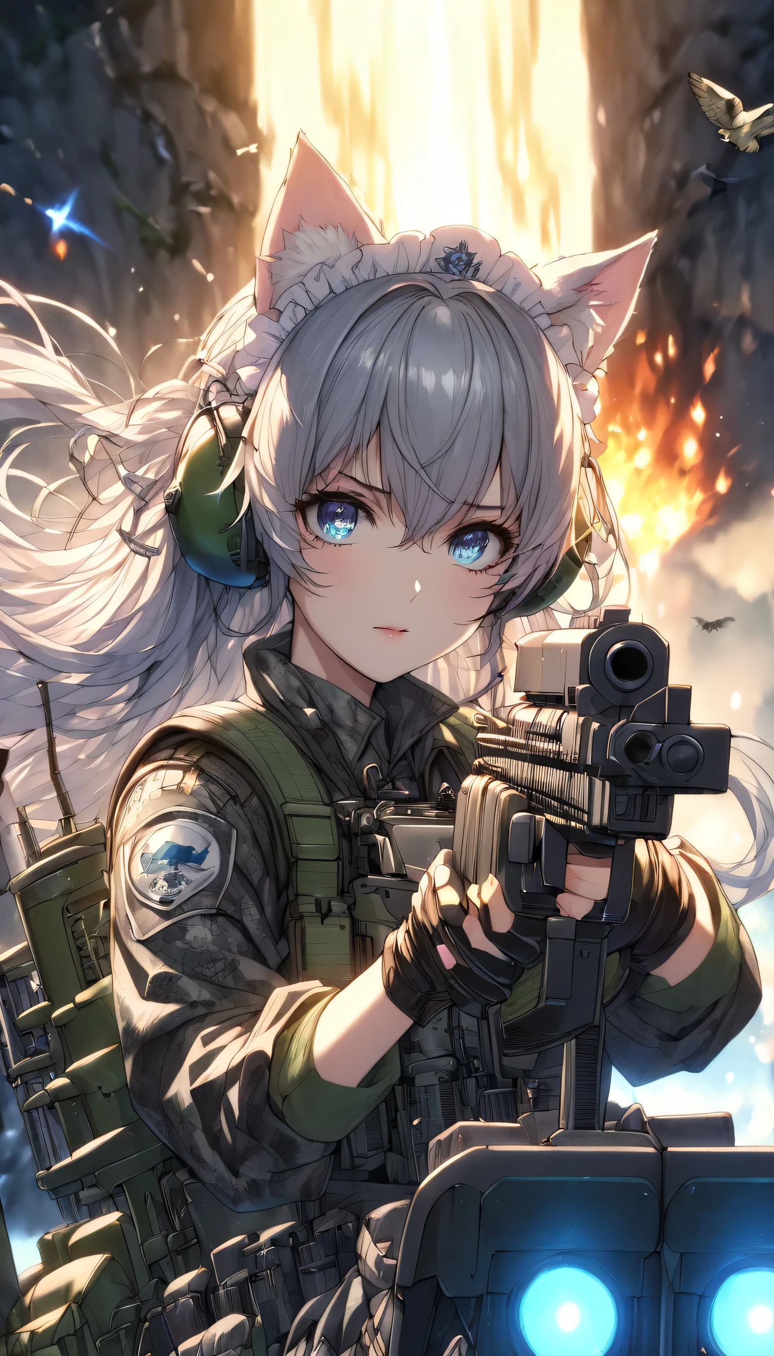 Girl holding a cat、girls frontline style, from girls frontline, Fine details. girls' frontline, girls' frontline, girls frontline cg, infantry girl, Women's Last Tour, soldier girl, M4 Sopmod II Girls Frontline, anime maid ss military, girls frontline universe, Mechanized soldier girl, Majora、lieutenant colonel、Girls Moon、Start of battle!