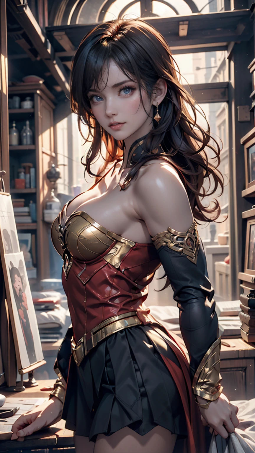 Scarlett Johansson, (bandage:1.3), (bdsm:1.1), beautiful body, beautiful breasts, shorts, burgundy hair, cosplay Wonder Woman, shot on dslr, detailed face, cinematography, maximum details, neutral colors, hdr, muted colors, soft cinematic light, insane details, intricate details, hyperdetailed, masterpiece, 8k, wallpaper, (detailed), high quality, ((high detailed skin, skin details)), sharp focus, 8k uhd, dslr, film grain