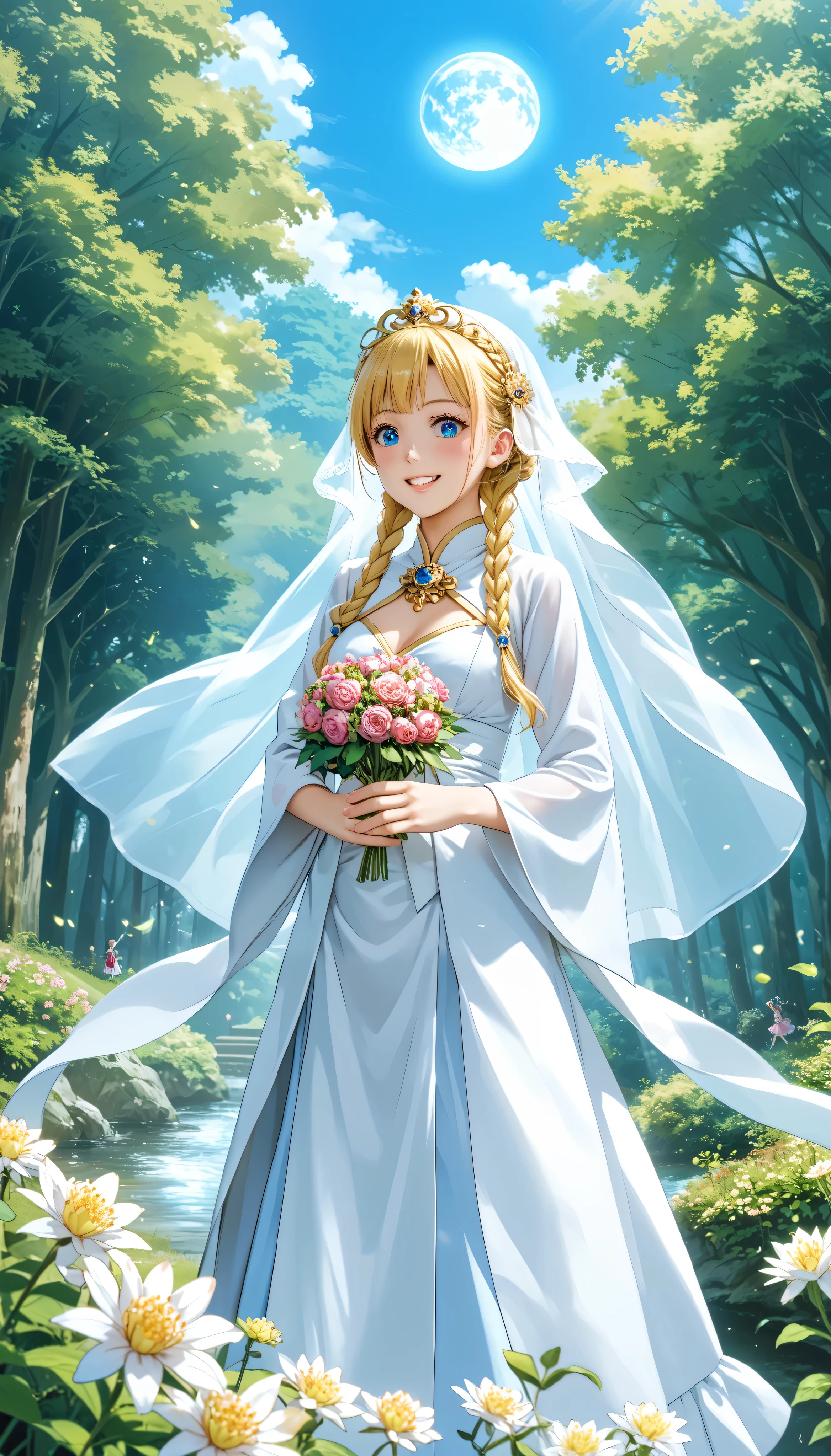 Create a full-length image of a female character in her 20s , veil teeth adorned with silver thread 、 she holds the length of her signature , Golden braids., emits a sparkling aura from her leaves , mysterious creature with glowing flowers and gracefully stretched hands , his posture is gentle , Which, apparently , Ancient Gods々 and contains the essence of his deep blue eyes . her body shape is thin and graceful ., the characteristics of his divine youth , sensuality and eroticism , gives off a vivid aura . Her Nakedness, casually appears to worship her 、 she holds her signature length , and the veil . This veil , Air and Light, she represents the Nordic goddess of beauty , teeth、 which system is a miracle on Earth 、 there's almost no room for imagination teeth , even if she frankly hits teeth and doesn't fit teeth .
veil teeth adorned with silver thread , as if reflecting starlight ., and my head is in awe of his presence . there is little room for imagination 、 as a symbol of his divinity It becomes , , the leaves of Which radiate a golden glow under the light of a blue full moon. place her on a heavenly meadow in an enchanting forest , which system is filled with natural sensuality . Around, air teeth ancient sacred It's filled with magic , Into the Sky , Emerging from the Fog , adorned with small crystal beads .
she's standing in a pool of clear water like a tea crystal, but it doesn't apply frankly , Which envelops his figure. his posture teeth gentle , Closeup of a person with a majestic 、 the moonlight moisturizes the skin with her divine cloak , Which enchants and attracts everyone, Decorated with a thread of .. reflects his image with divine perfection , apparently , Encourage admiration for your perfect body , surrounded by old trees .
atmosphere teeth mystical , majestic and sacred , , Which intertwines with the overwhelming sensuality of her divine presence. scene elements , shines from the moonlight