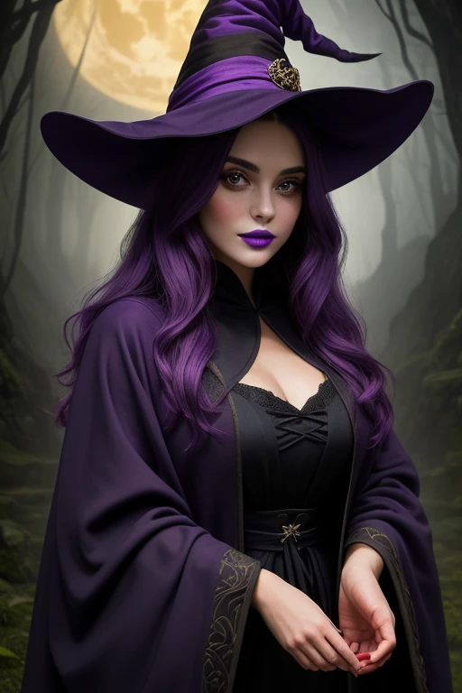 (best quality,4k,8k,highres,masterpiece:1.2),ultra-detailed,(realistic,photorealistic,photo-realistic:1.37),witch,halloween,spooky,beautiful detailed eyes,beautiful detailed lips,extremely detailed eyes and face,long eyelashes,magic,black cloak,flying broomstick,mysterious atmosphere,dark forest background,sinister smile,mystical aura,cauldron,bats,wand,full moon,casting spells,enchanted potions,witch hat,background:haunted house,moonlight shadows,creepy vibes,dark magic,glowing eyes,lit candles,cobwebs,spider web,ominous presence,vivid colors,moody lighting.