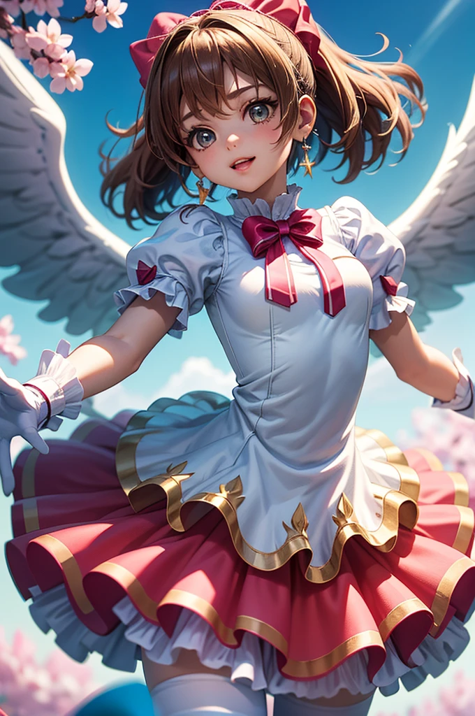 One Woman,20-year-old,((Magical Girl Costume)) ,(((Blushed))), )), ((()))((Mouth open)),(((Magical Girl Costume))(Happy Ahegao),Wet with sweat,(Black-haired,)