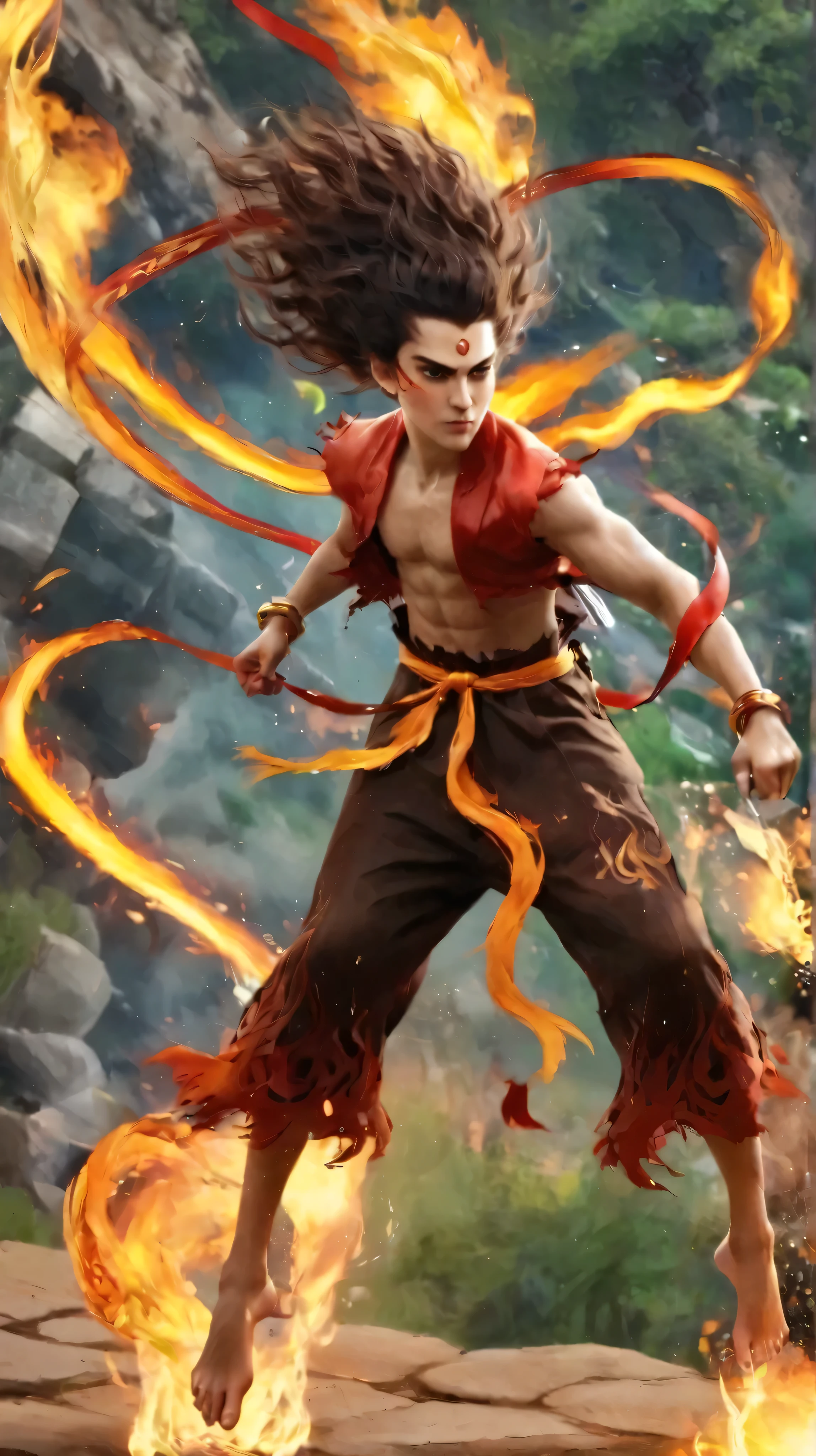 red fabric ribbon on fire